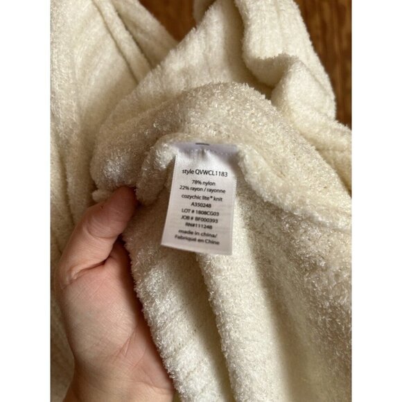 Barefoot Dreams Cozychic Lite Knit Soft Open Cardigan Cream 3/4 Sleeveless S/M - Picture 7 of 9